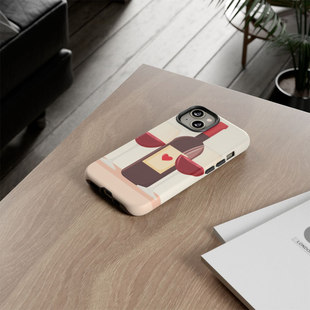 Rode Wijnfles met Twee Glazen Illustratie