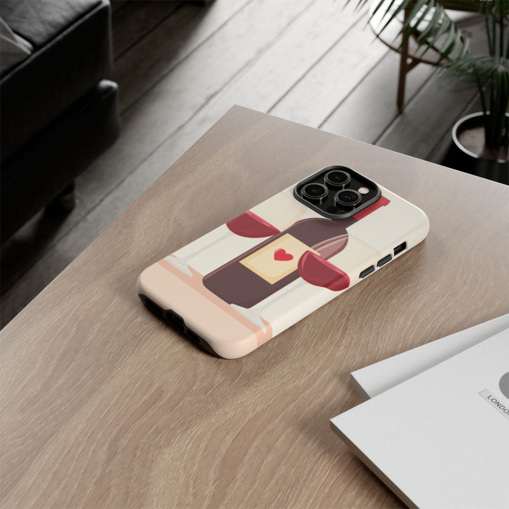 Rode Wijnfles met Twee Glazen Illustratie