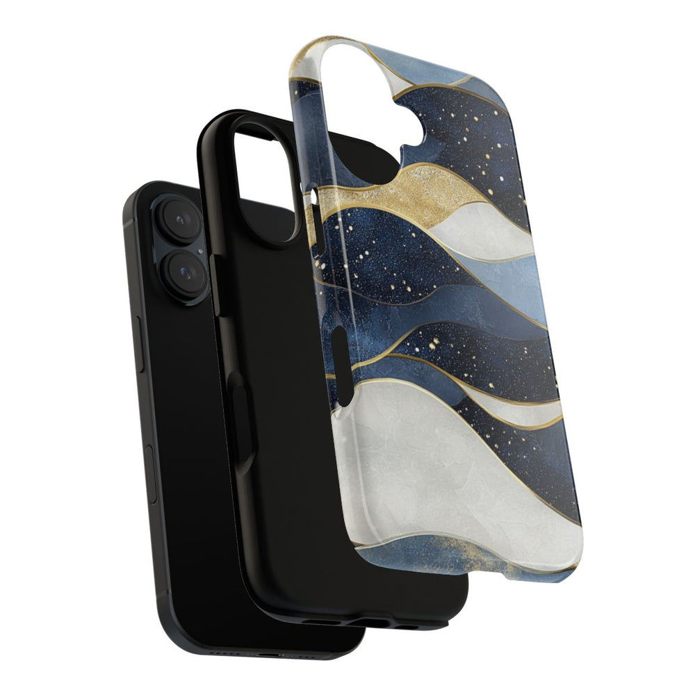 Abstract Blauw-Goud Golvenpatroon