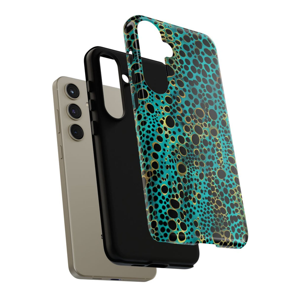 Turquoise en Zwart Abstract Stippenpatroon