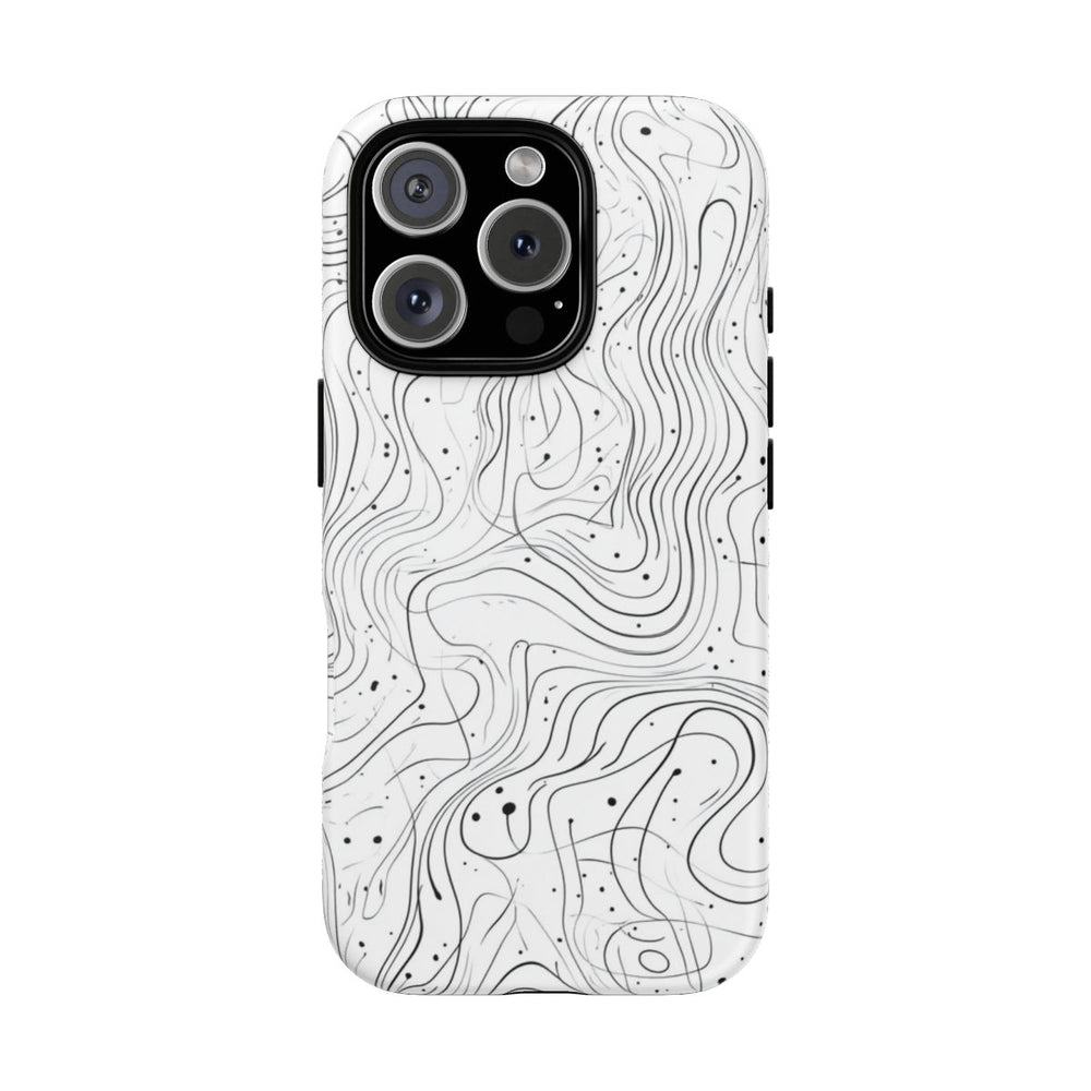 Abstract Zwart-Wit Golvend Lijnenpatroon