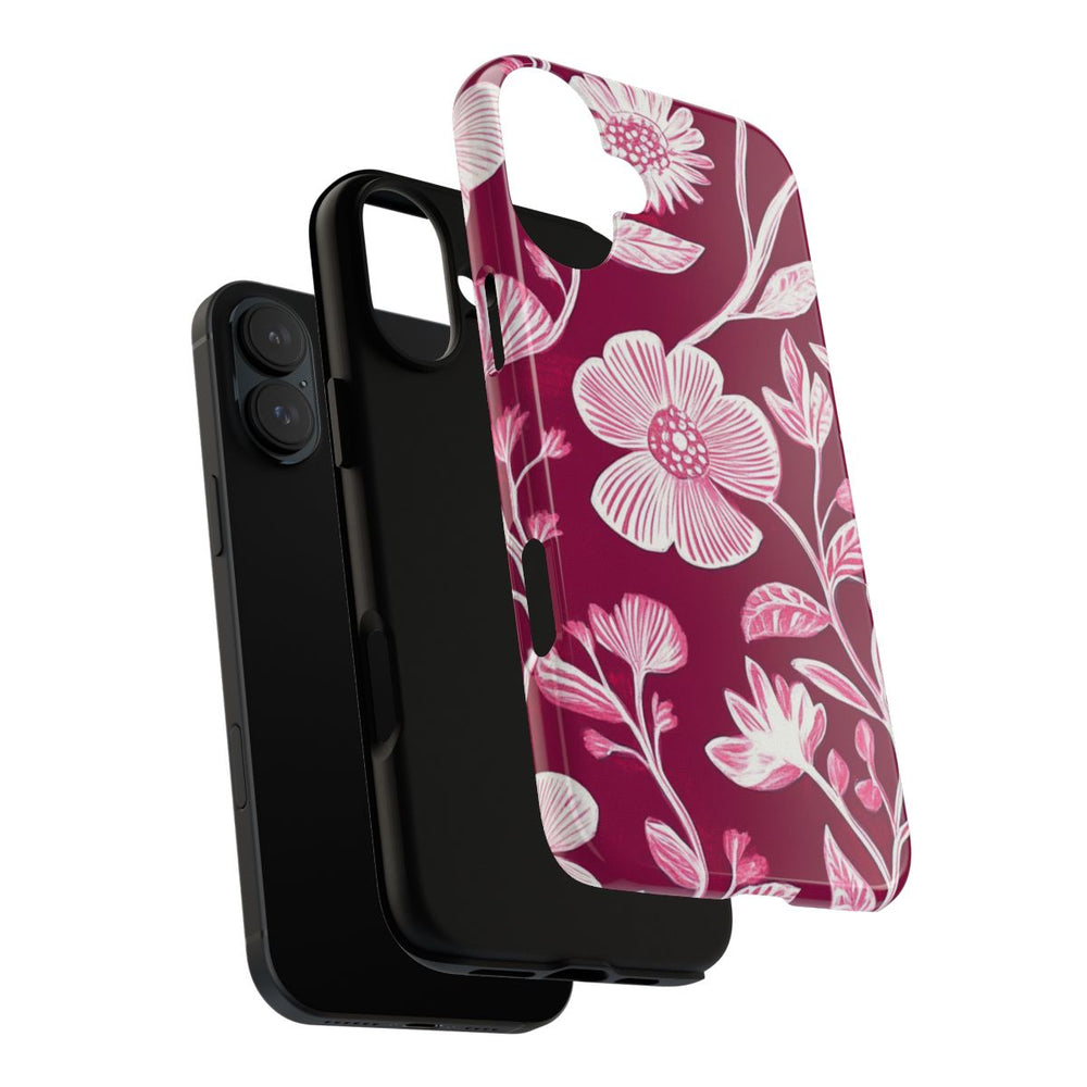 Roze en Witte Bloemenprint