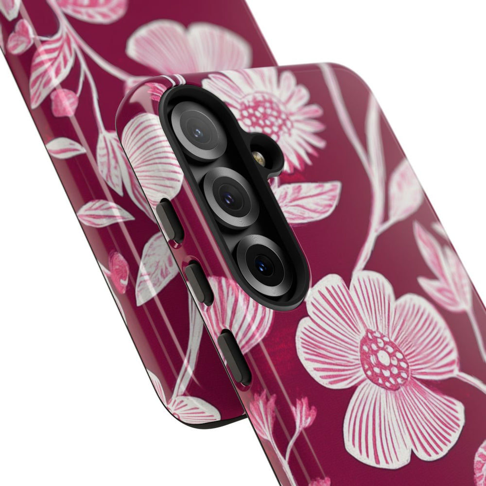 Roze en Witte Bloemenprint