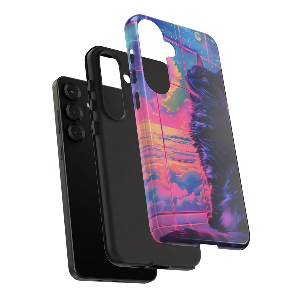 Lofi Vaporwave Kat met Neonlucht