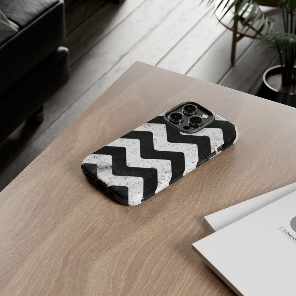 Zwart-Wit Zigzagpatroon met Vintage Effect