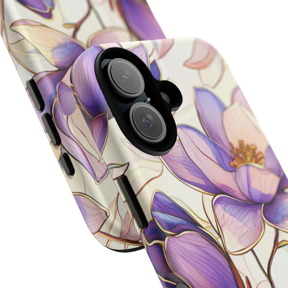Paarse Magnolia’s in Glas-in-loodpatroon