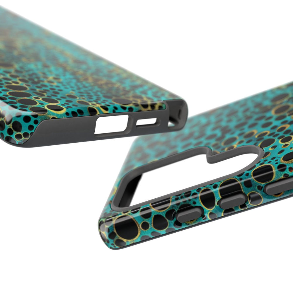 Turquoise en Zwart Abstract Stippenpatroon