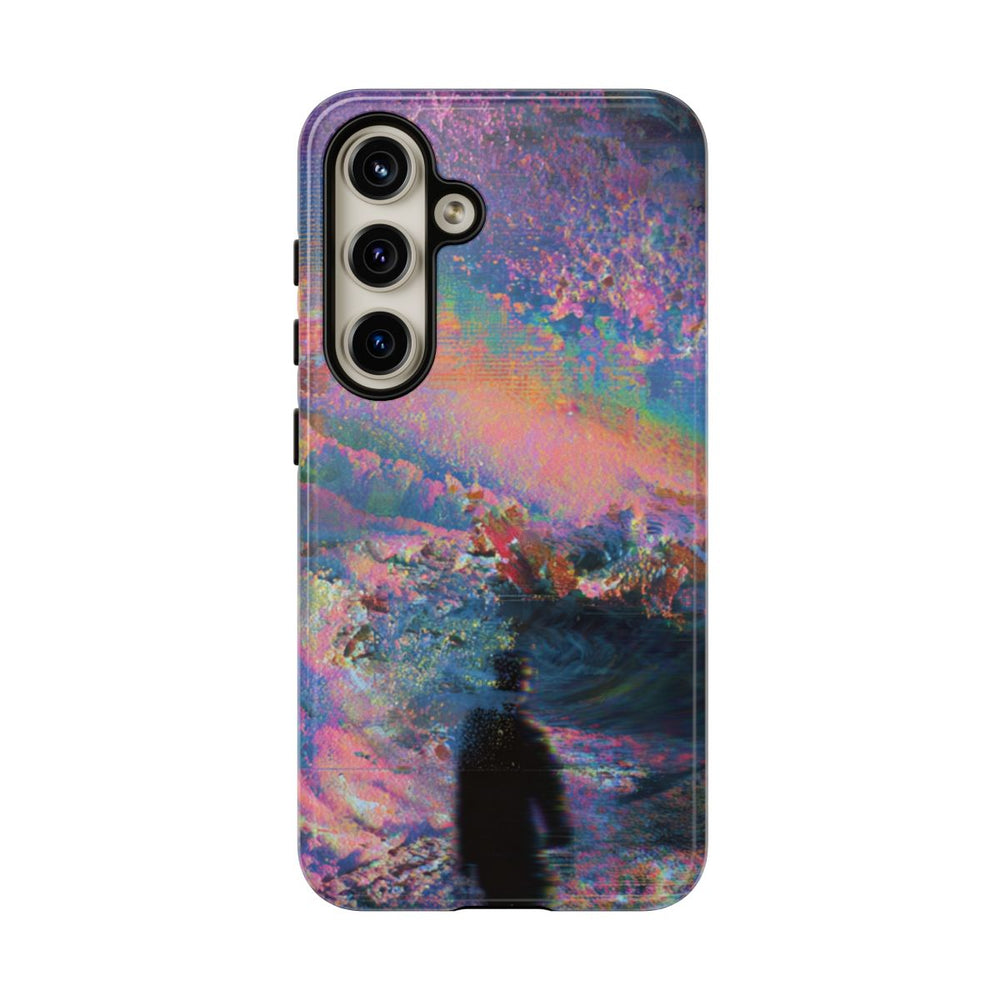 Abstracte Kleurrijke Kosmische Scene met Silhouet
