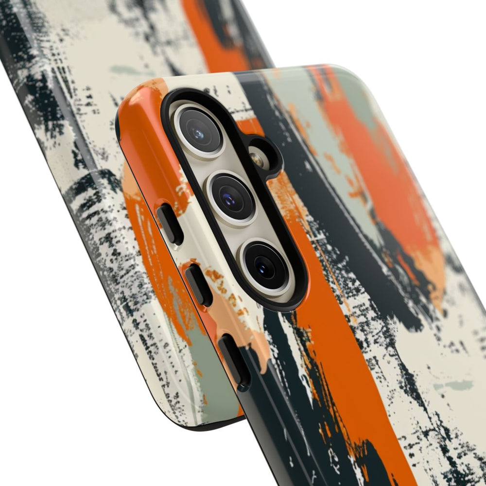 Abstract Oranje-Zwart Penseelstrepenpatroon