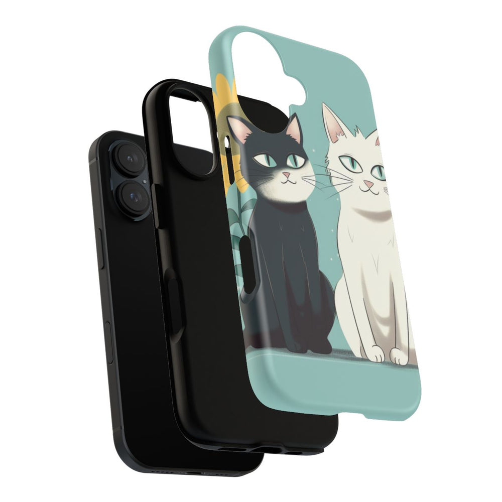 Twee Cartoonkatten met Zonnebloem