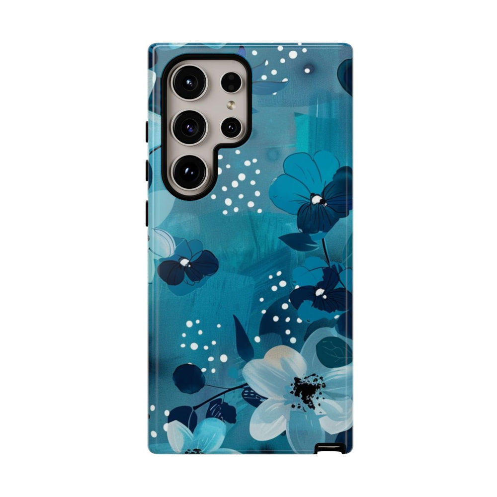 Turquoise Bloemenpatroon met Stippen