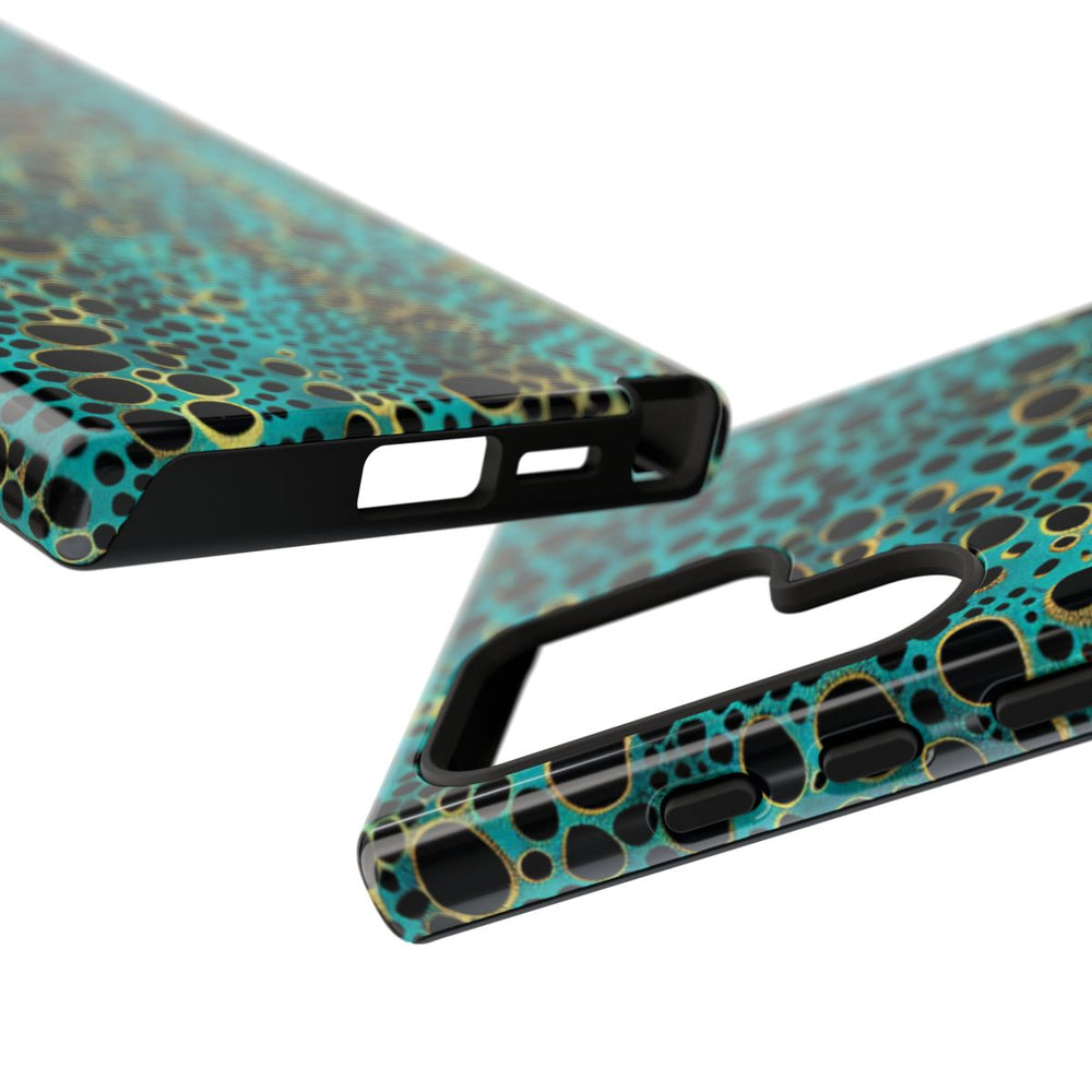 Turquoise en Zwart Abstract Stippenpatroon