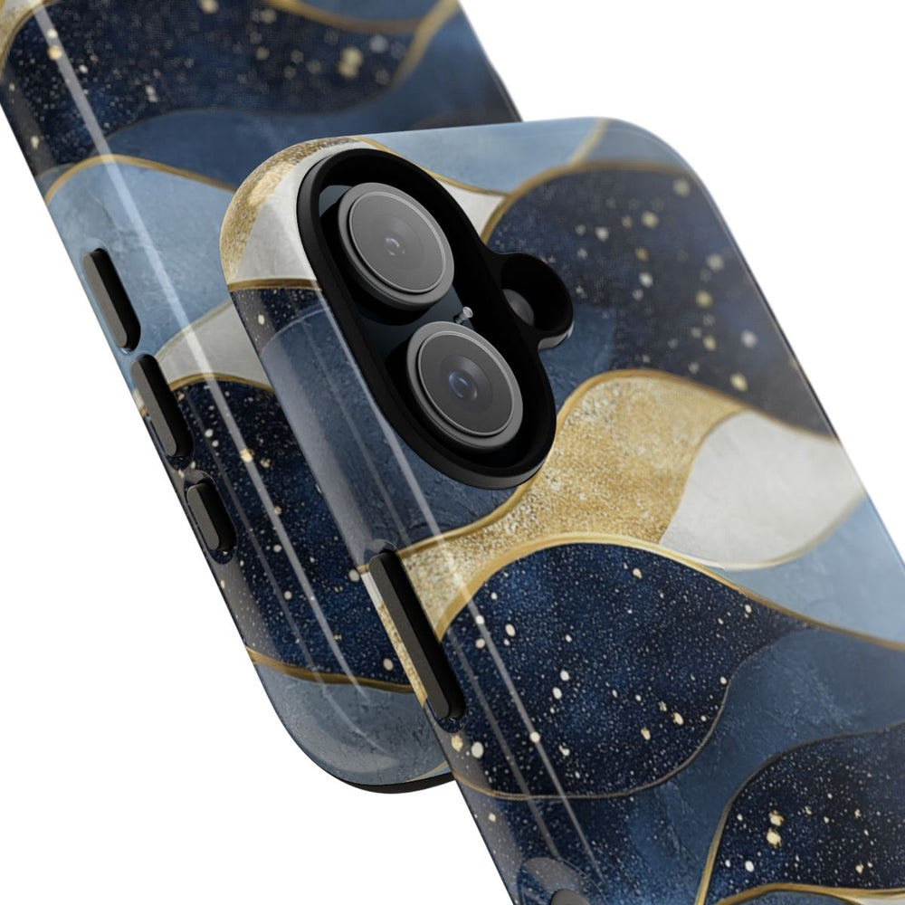 Abstract Blauw-Goud Golvenpatroon