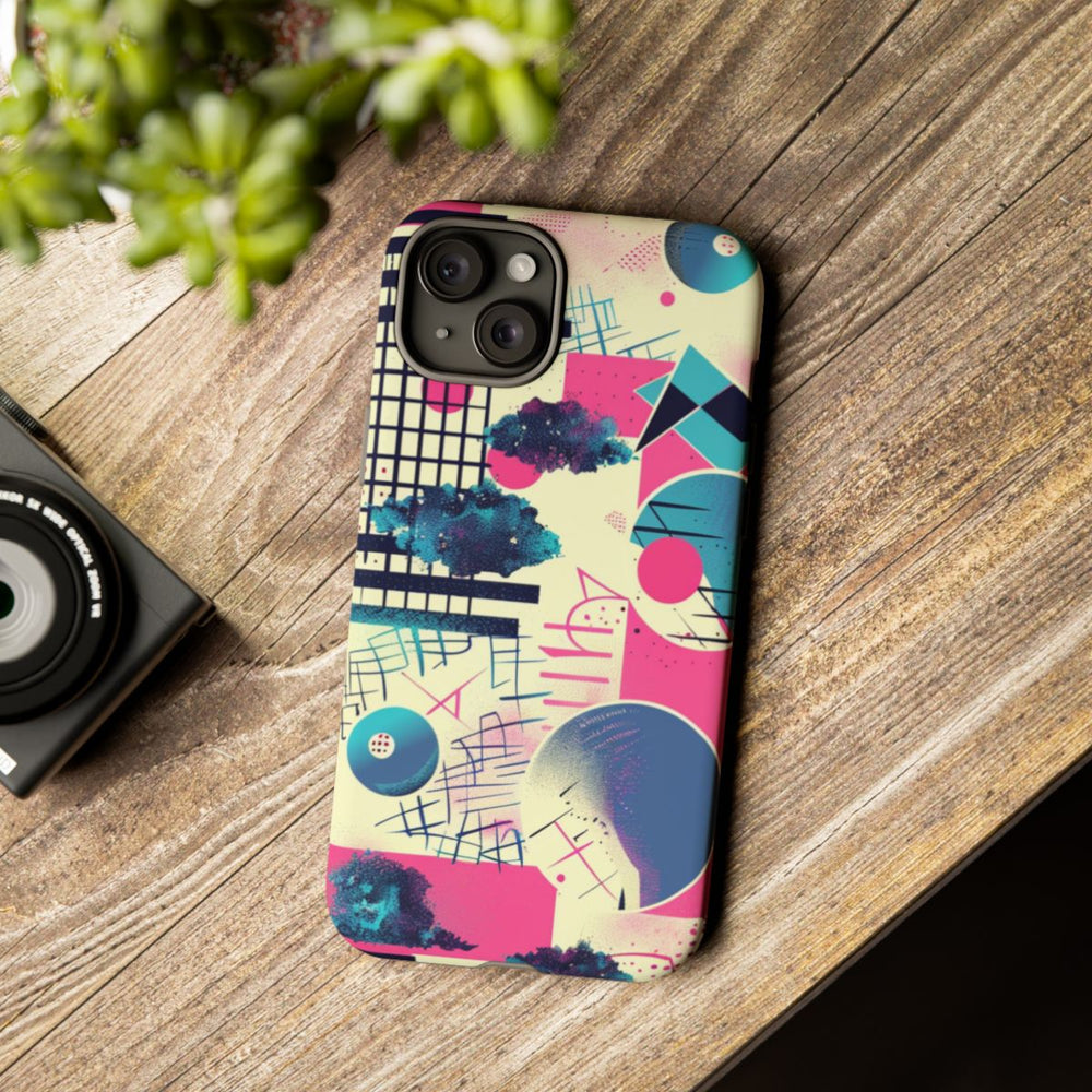 Abstract Geometrisch Patroon in Roze en Blauw