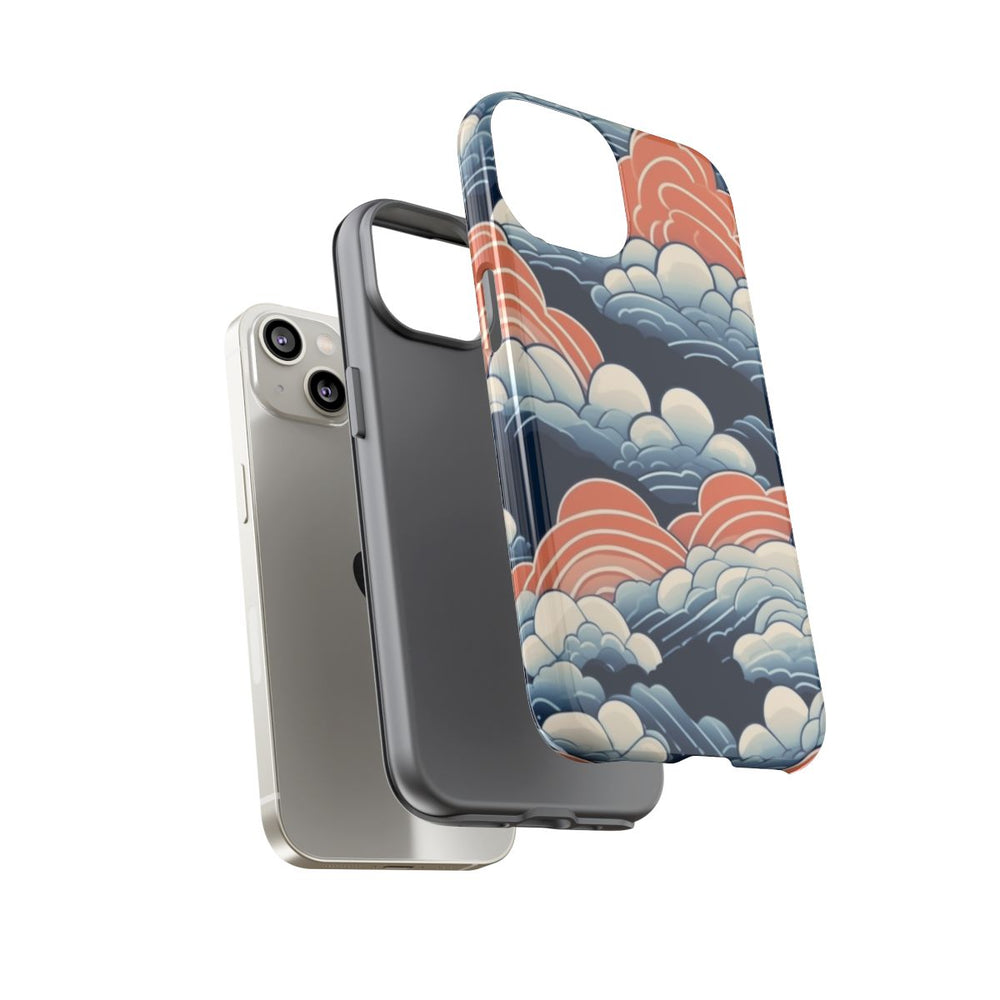 Gestileerd Wolkenpatroon in Blauw en Oranje