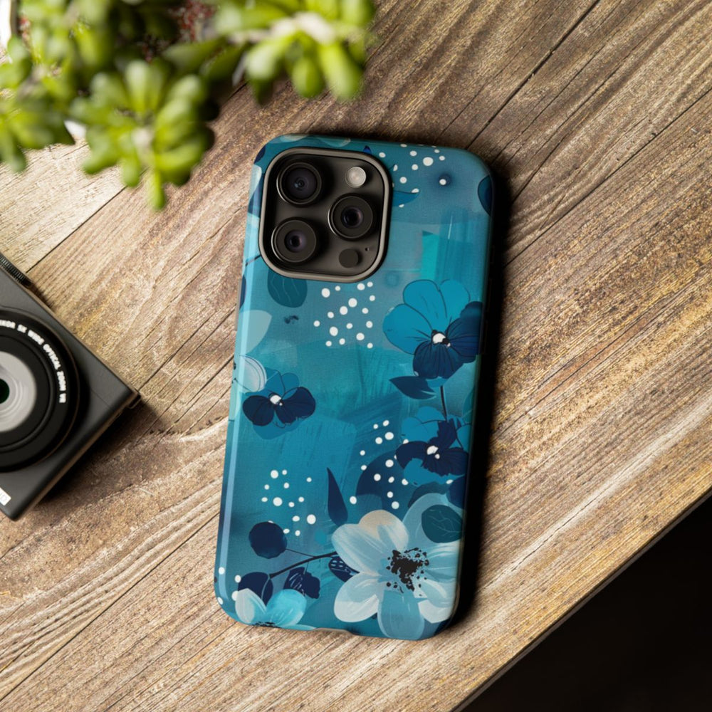 Turquoise Bloemenpatroon met Stippen