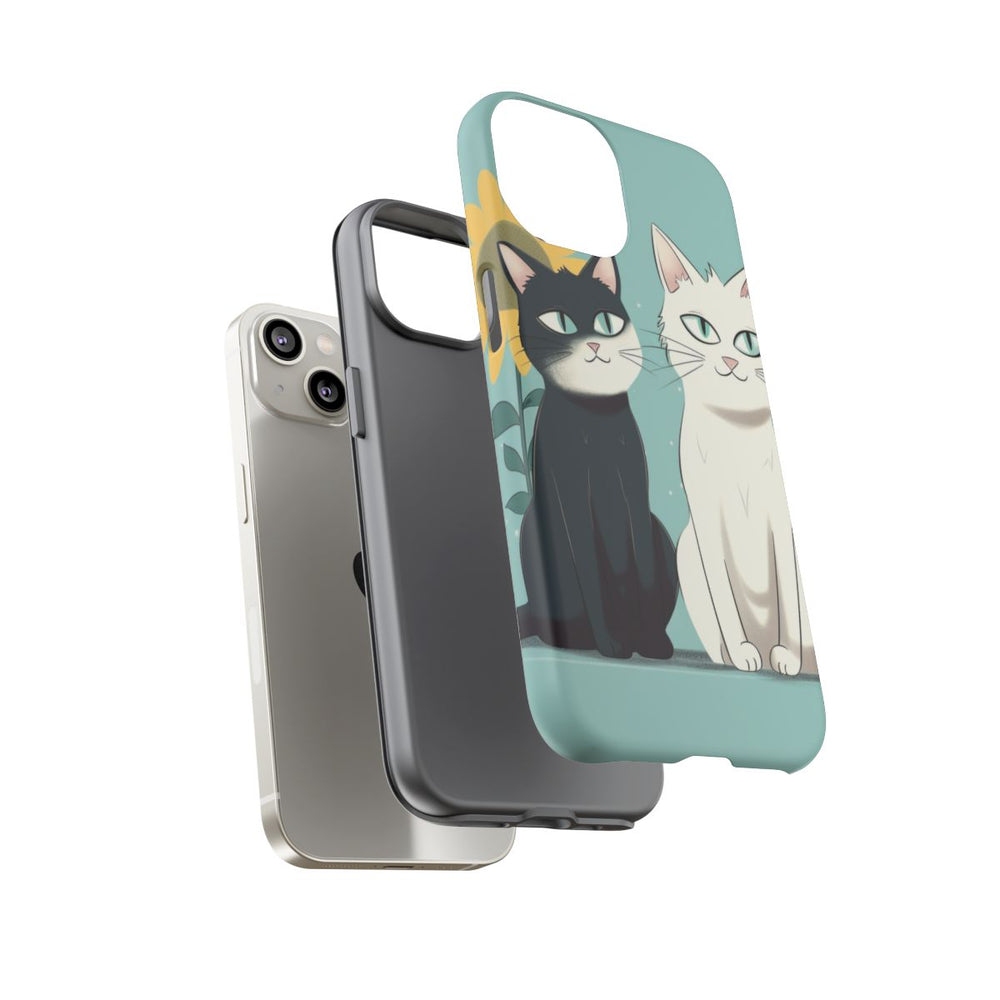 Twee Cartoonkatten met Zonnebloem