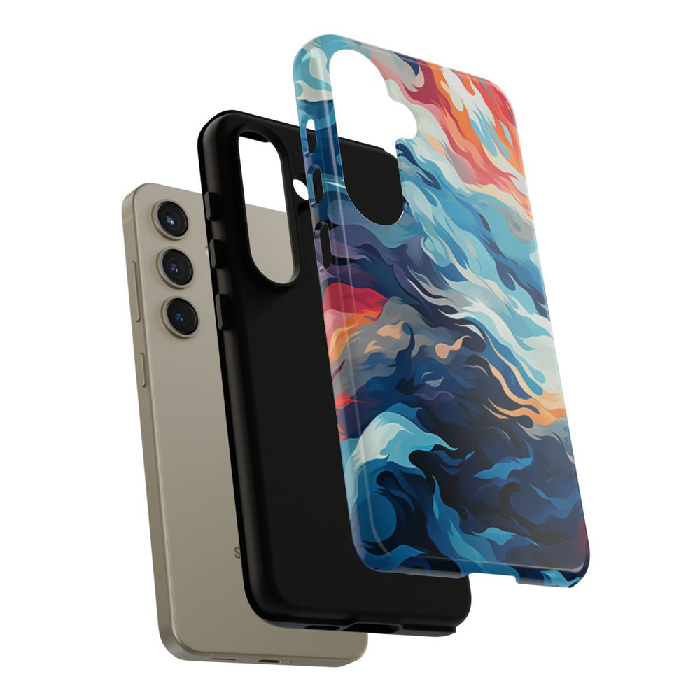 Abstracte Oceaangolven met Vurige Kleuren