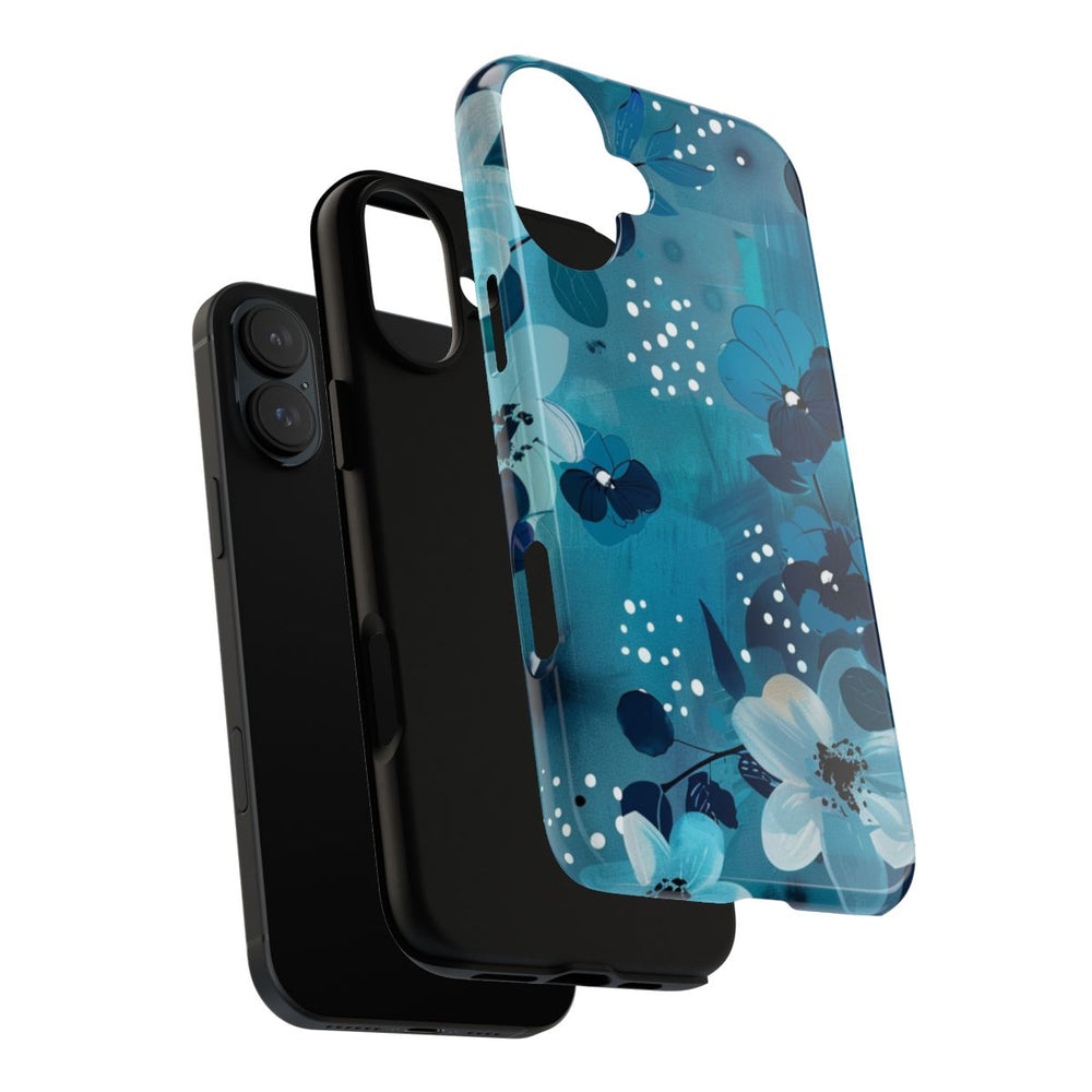 Turquoise Bloemenpatroon met Stippen