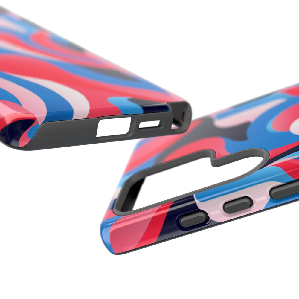 Blauw-Rood Abstract Golvend Patroon