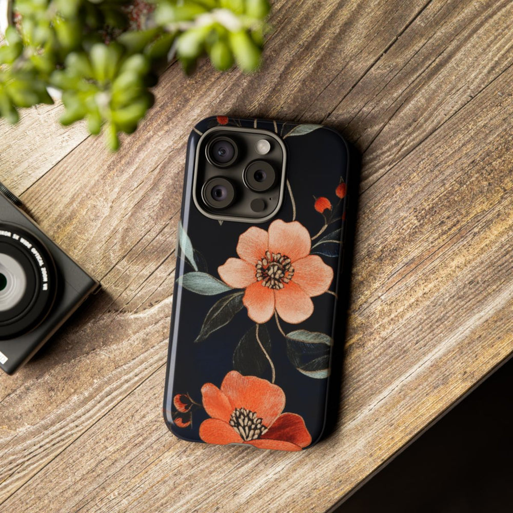 Oranje Geborduurd Bloemenpatroon