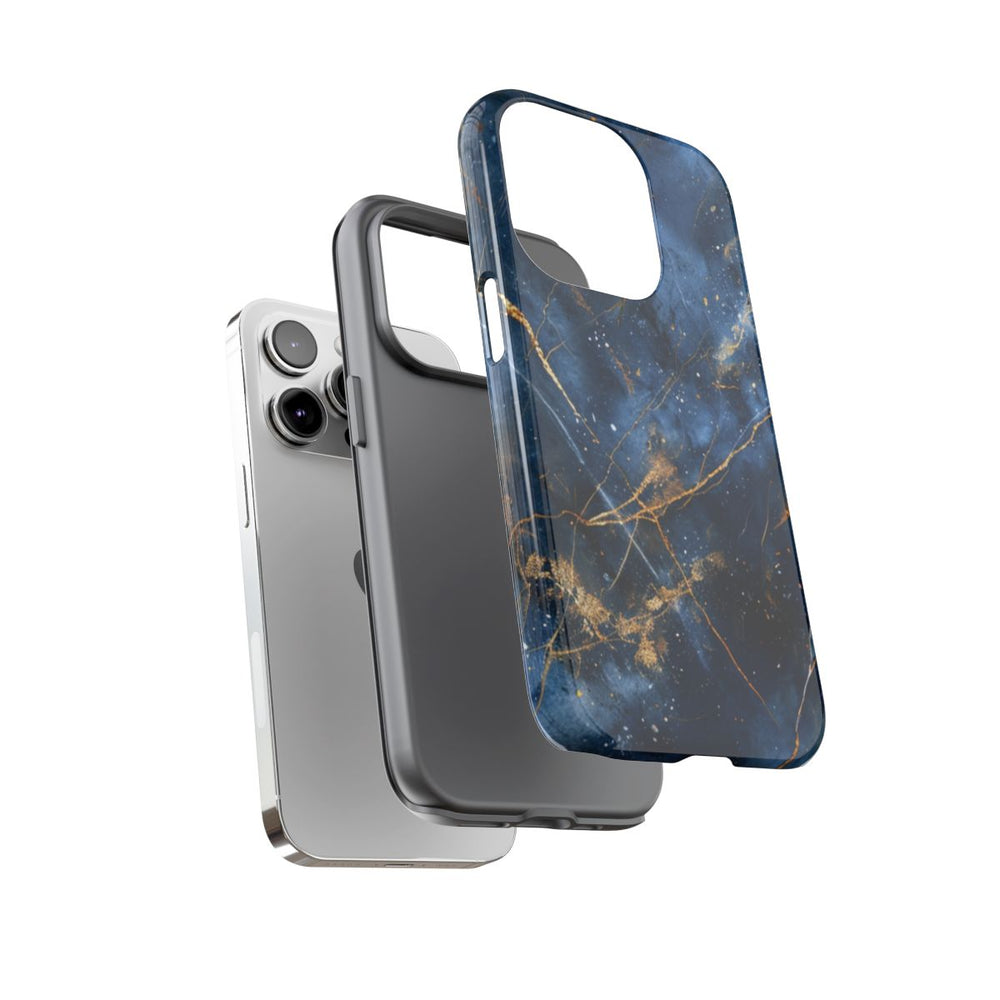 Blauw Marmerpatroon met Gouden Adering