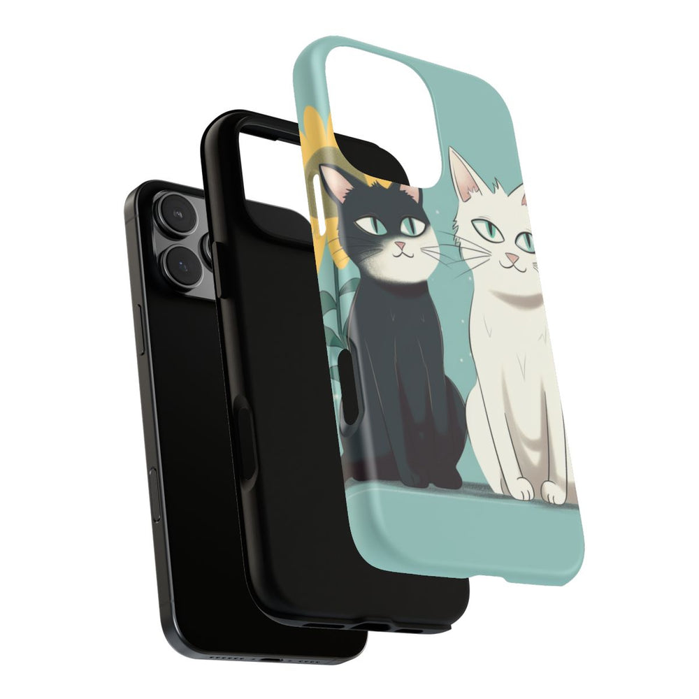 Twee Cartoonkatten met Zonnebloem