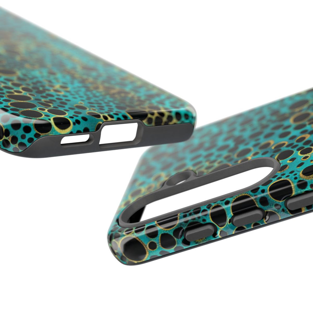 Turquoise en Zwart Abstract Stippenpatroon
