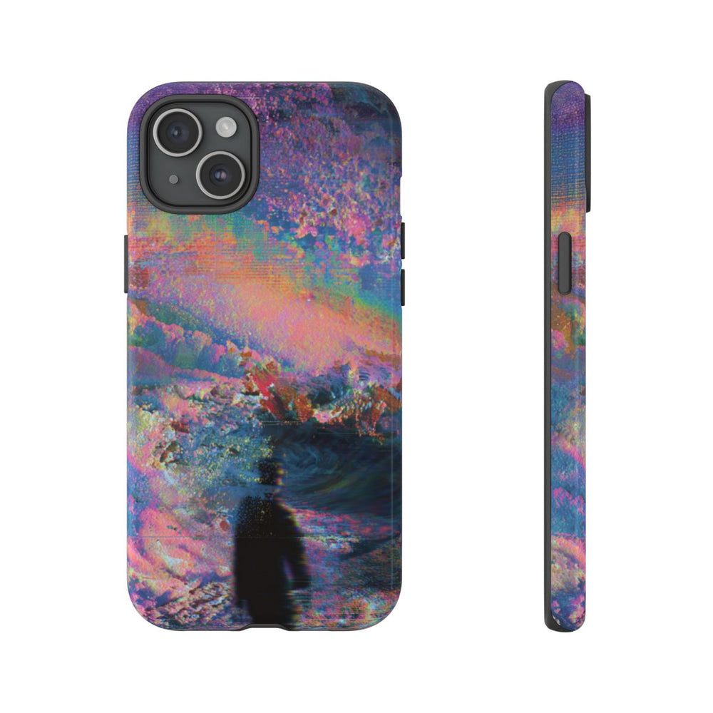 Abstracte Kleurrijke Kosmische Scene met Silhouet