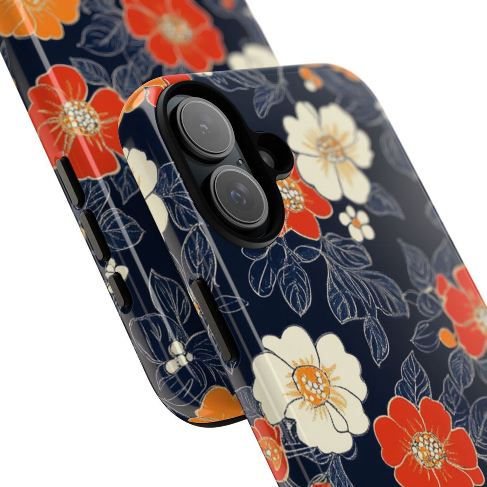 Oranje en Witte Bloemenprint