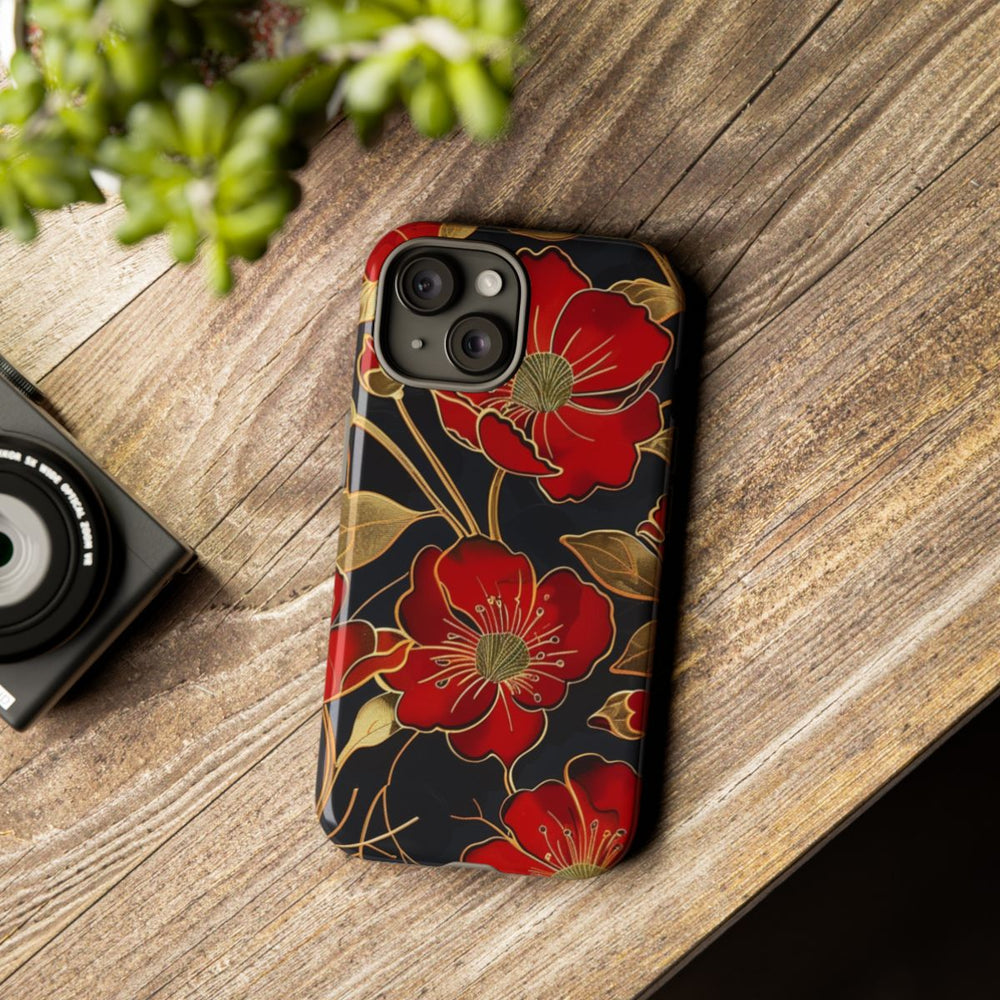 Rood-Gouden Bloemenpatroon