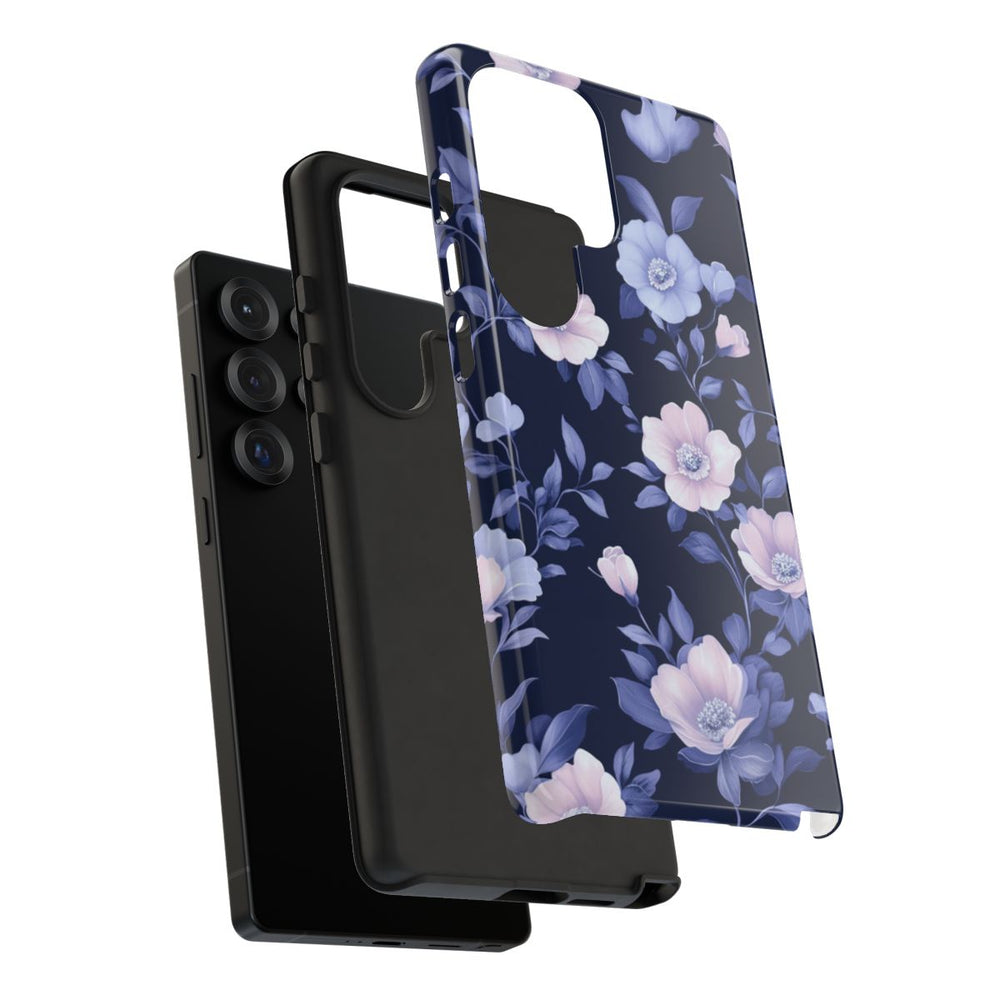 Elegant Blauw-Roze Bloemenpatroon