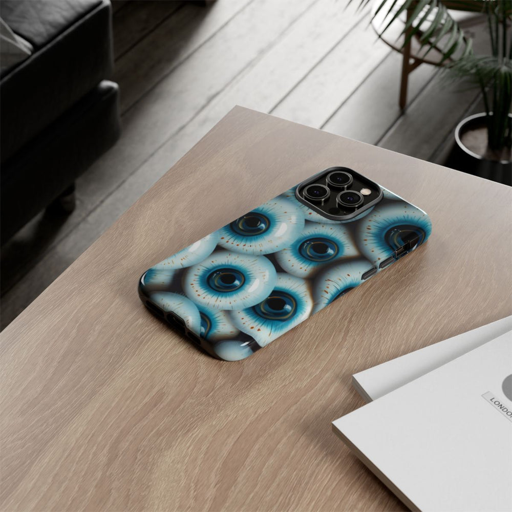 Glanzend Hoesje met Blauw Oogpatroon