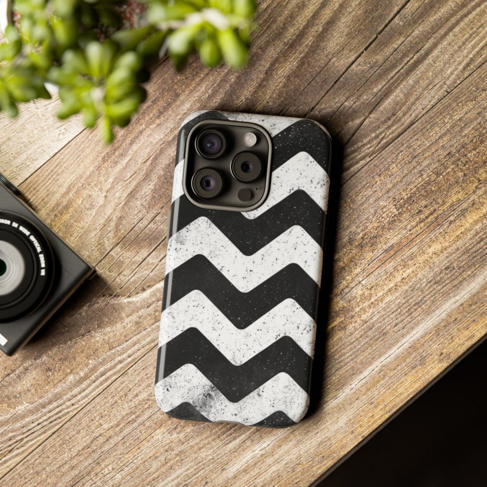 Zwart-Wit Zigzagpatroon met Vintage Effect