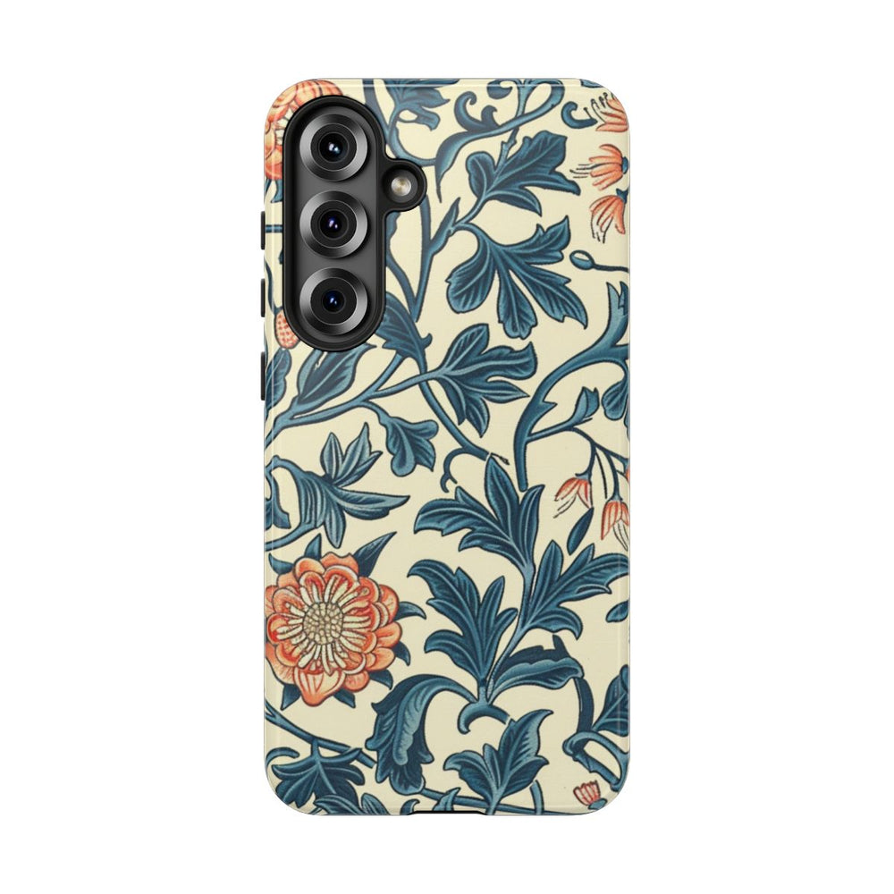 Blauw-Oranje Bloemenpatroon
