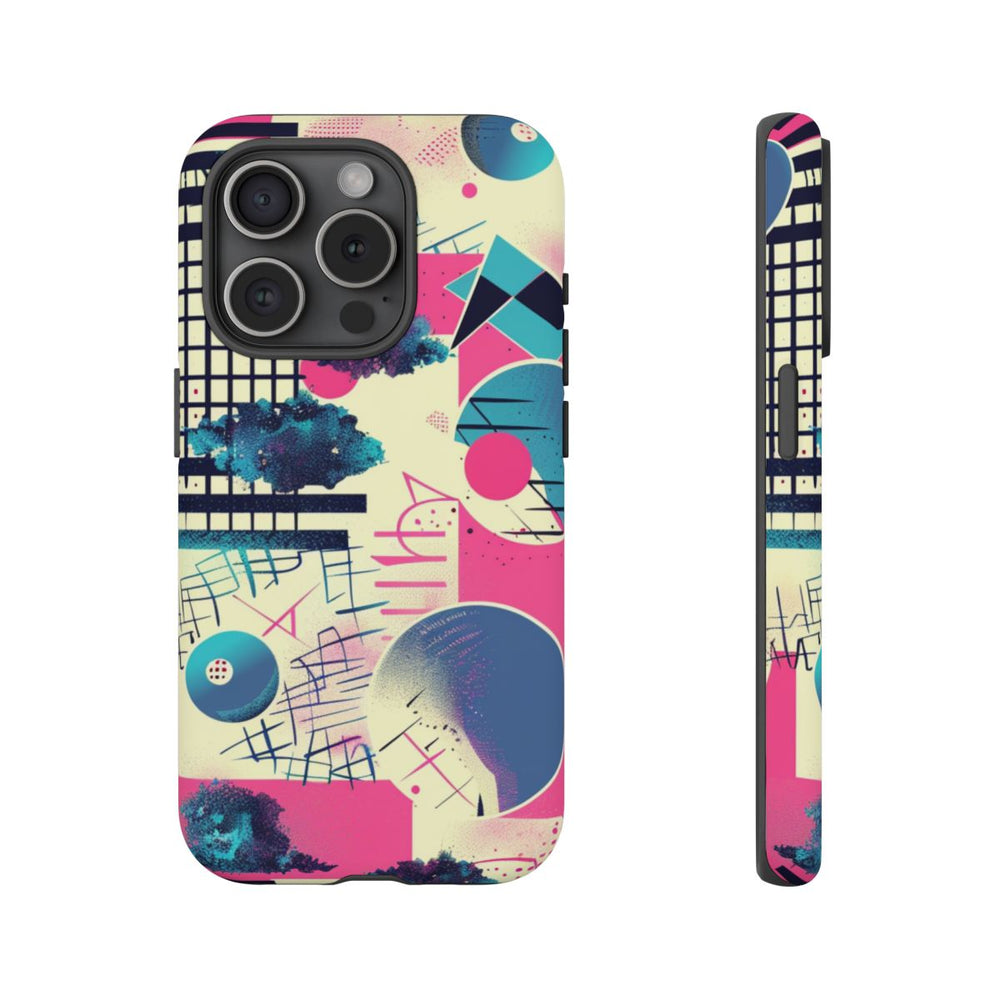 Abstract Geometrisch Patroon in Roze en Blauw
