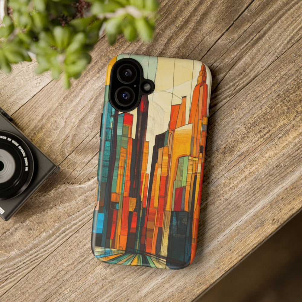 Abstracte Stedelijke Skyline in Warme Kleuren
