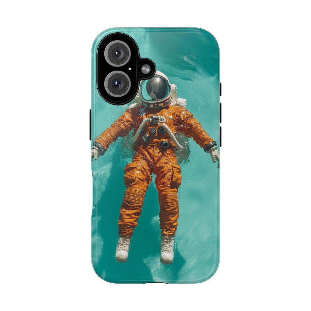 Astronaut in Oranje Pak Zwevend op Water