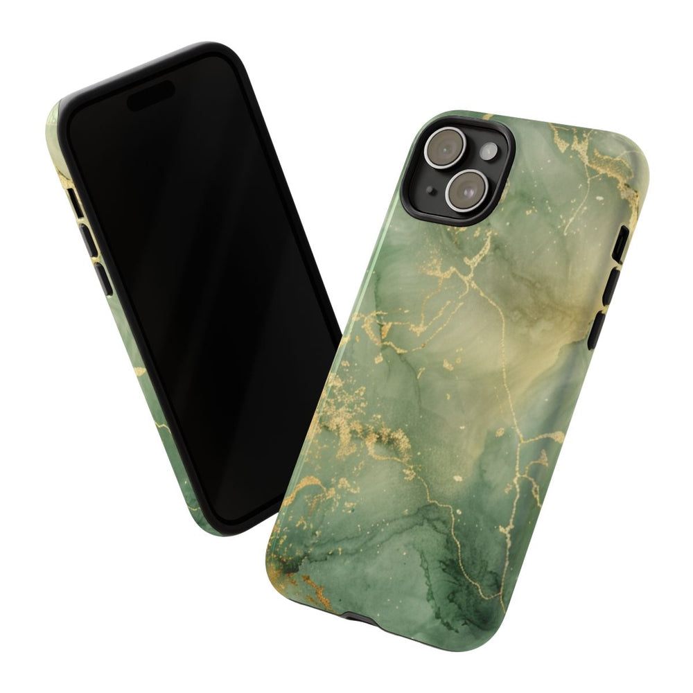 Groene en Gouden Marmer Abstract