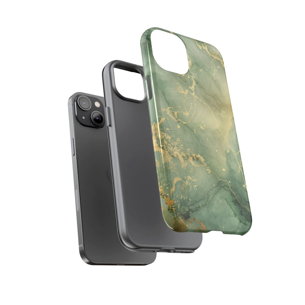 Groene en Gouden Marmer Abstract