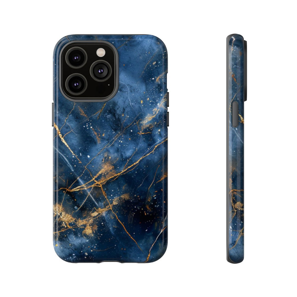 Blauw Marmerpatroon met Gouden Adering