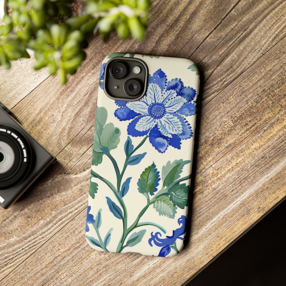Blauw Waterverf Bloemenpatroon