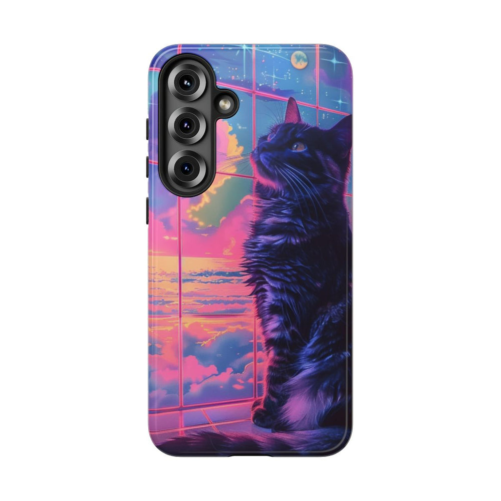 Lofi Vaporwave Kat met Neonlucht