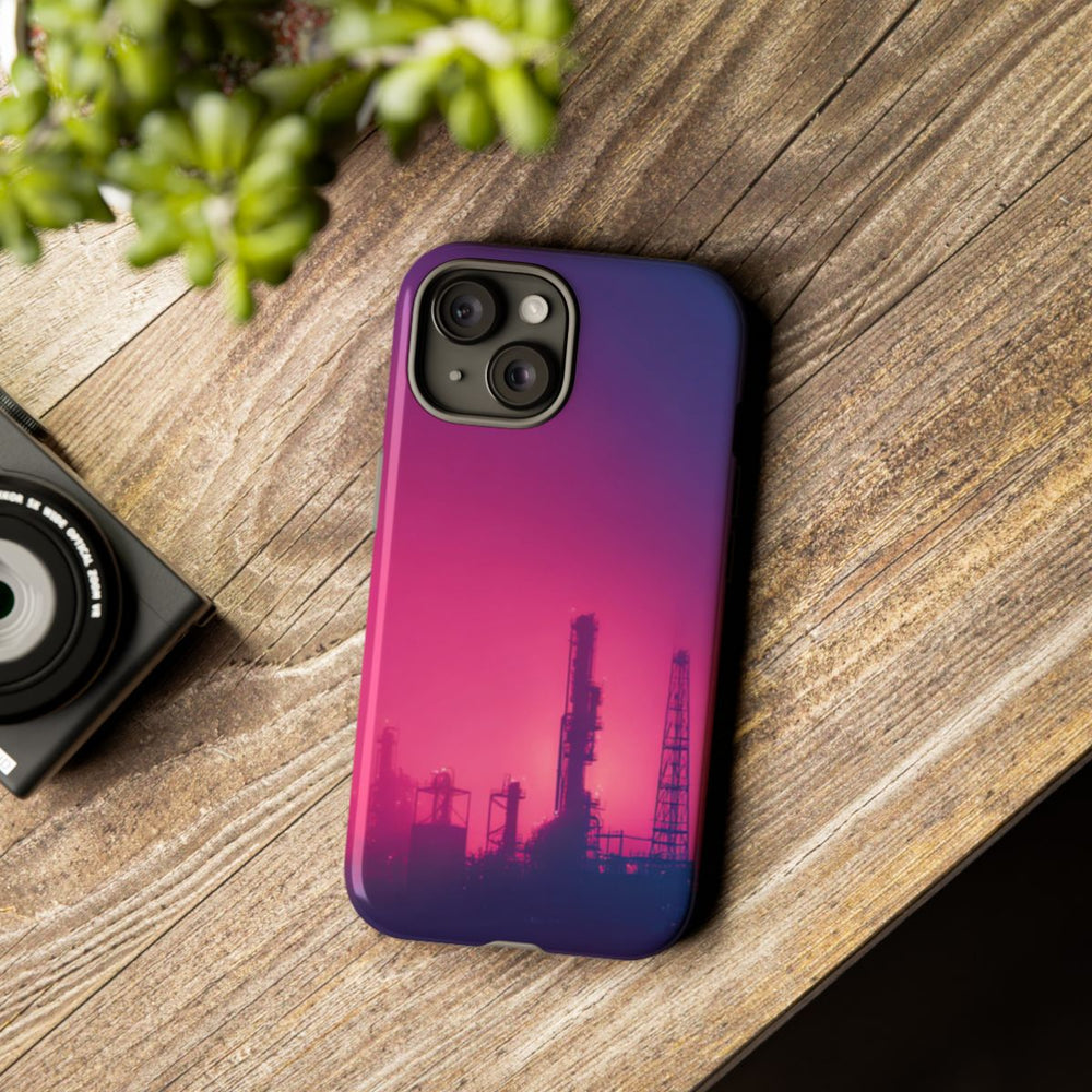 Industrieel Silhouet met Neon Gloed