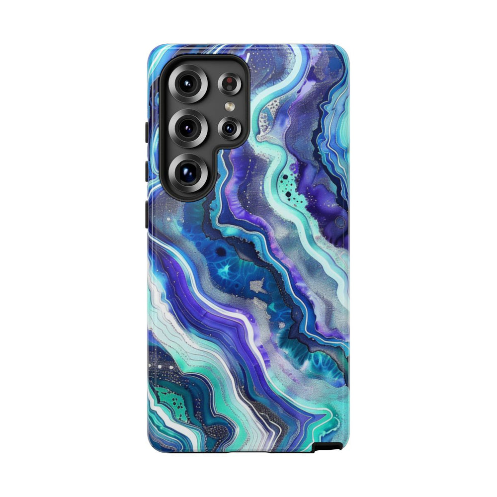 Blauw en Turquoise Geode Wervelpatroon