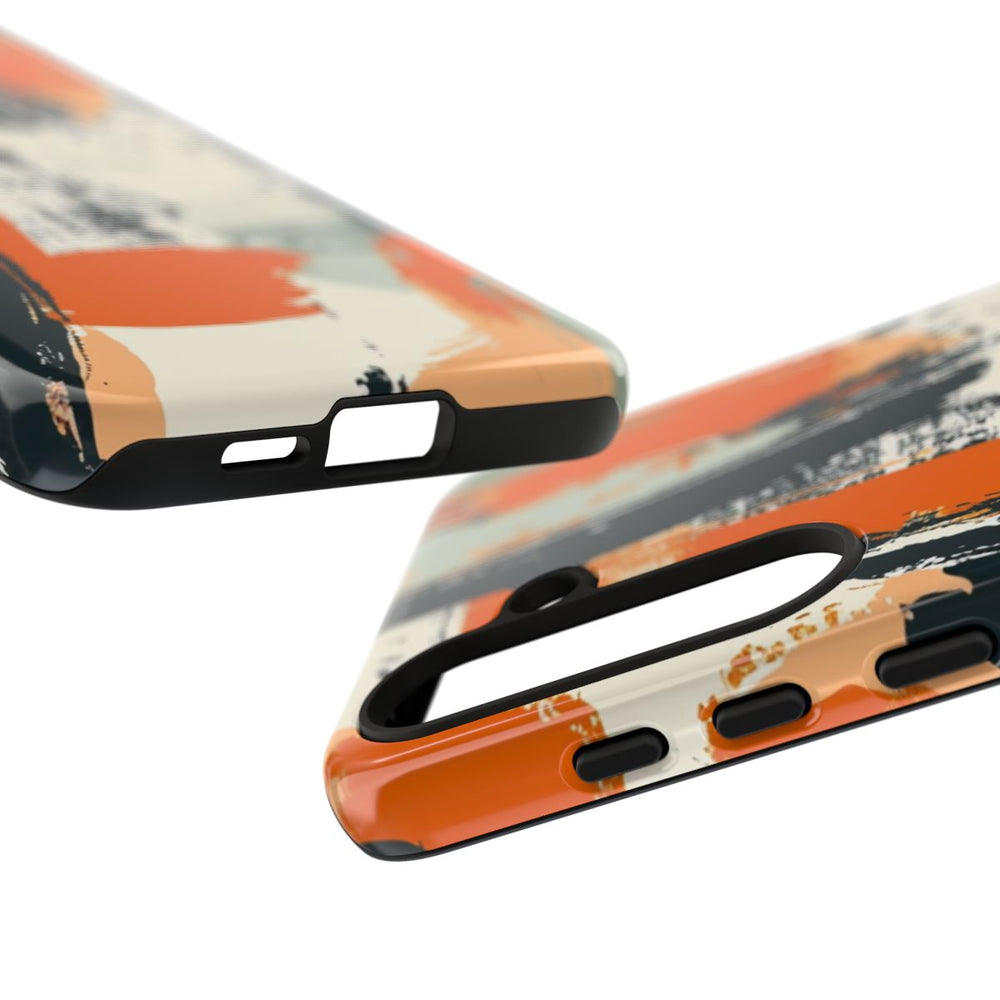 Abstract Oranje-Zwart Penseelstrepenpatroon
