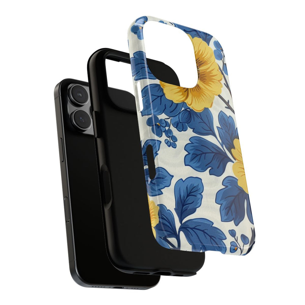 Blauw-Geel Bloemenpatroon