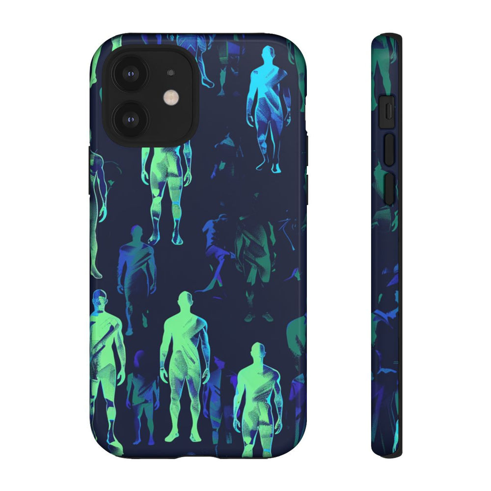Blauw-Groene Neon Figurenpatroon