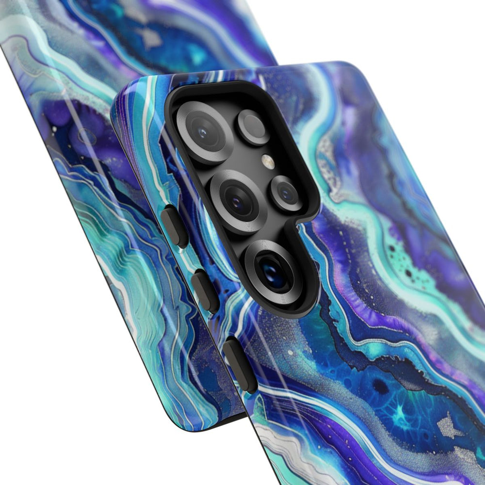 Blauw en Turquoise Geode Wervelpatroon
