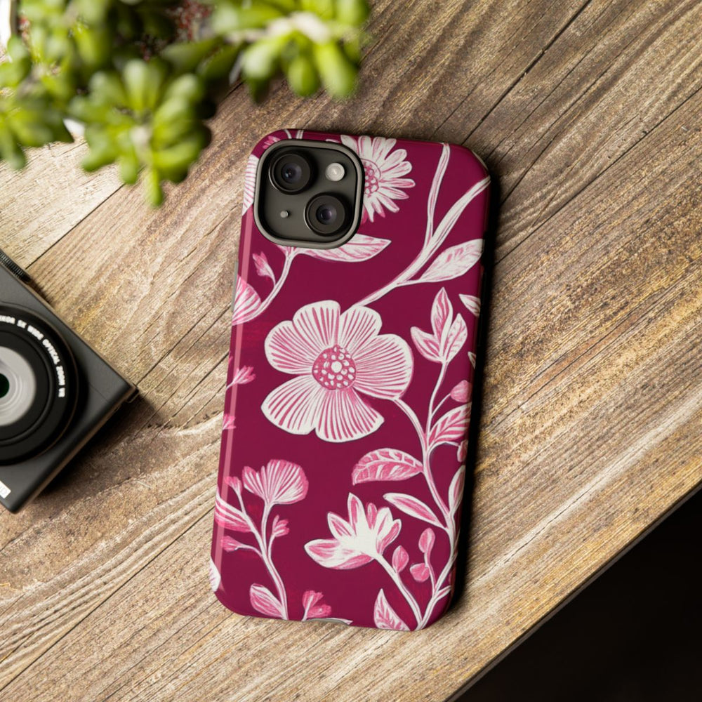 Roze en Witte Bloemenprint